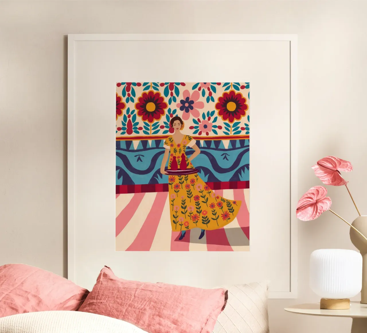 Festa della danza floreale poster con telaio in plastica da Veiled Canvas