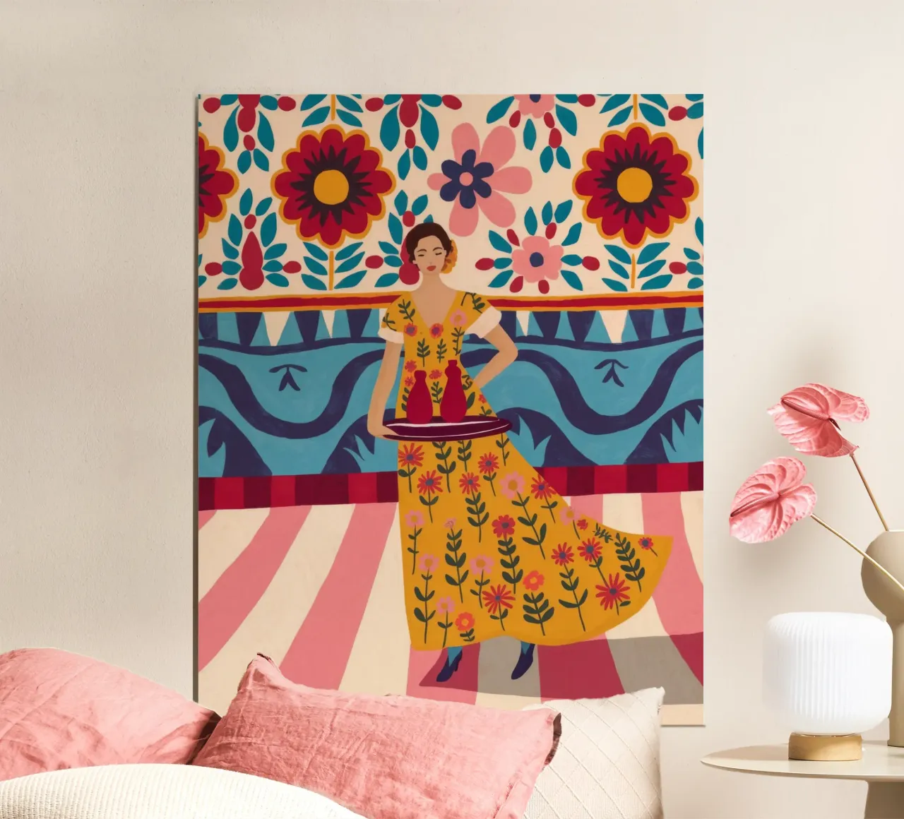 Festa della danza floreale poster con telaio in plastica da Veiled Canvas