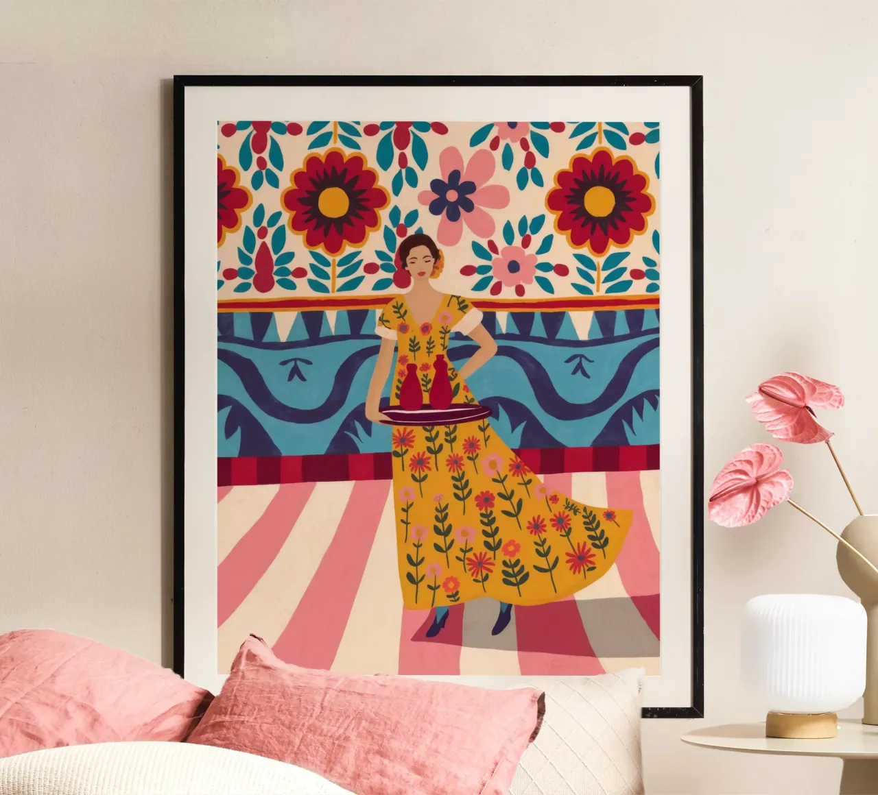 Festa della danza floreale poster con telaio in plastica da Veiled Canvas