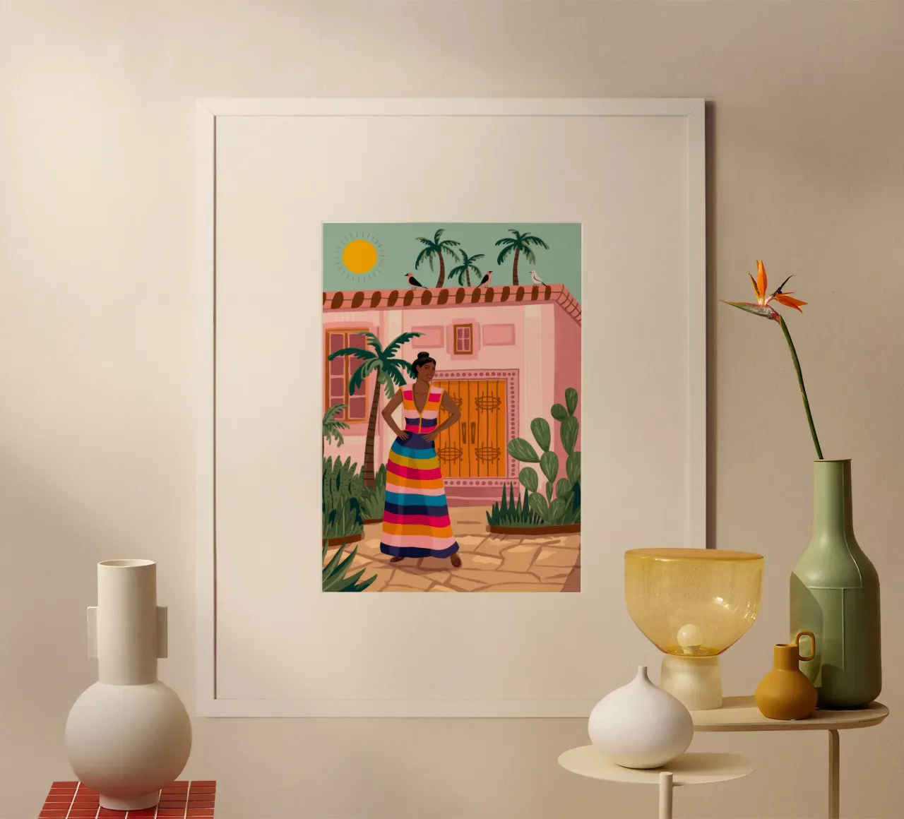 La colorata vita del villaggio poster da Veiled Canvas