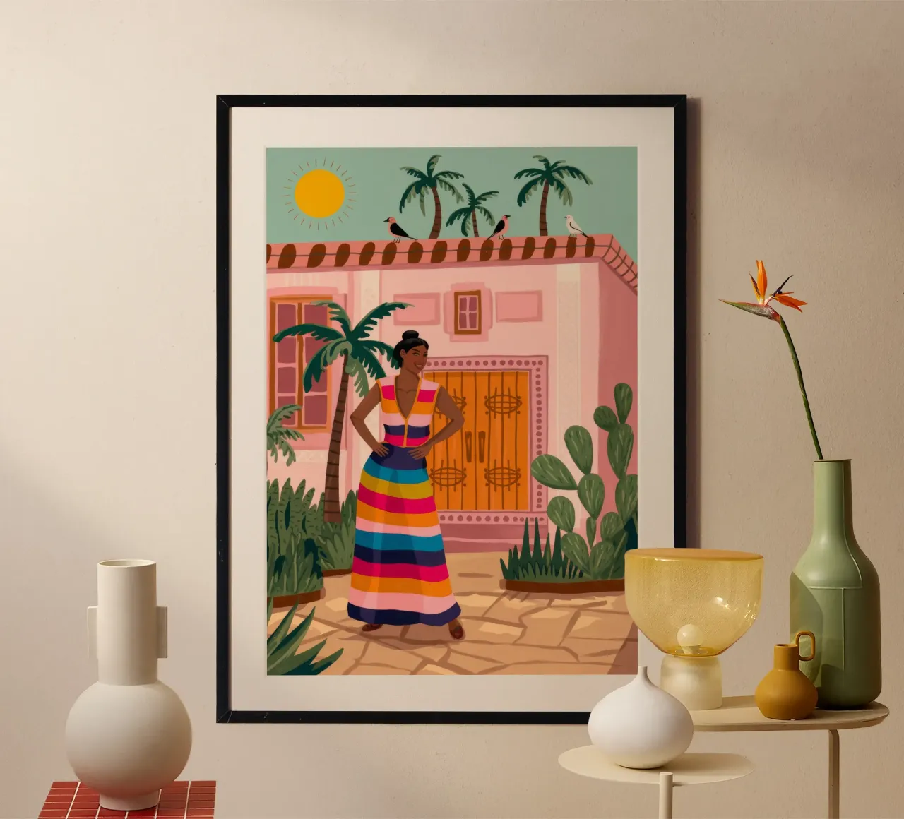 La colorata vita del villaggio poster da Veiled Canvas