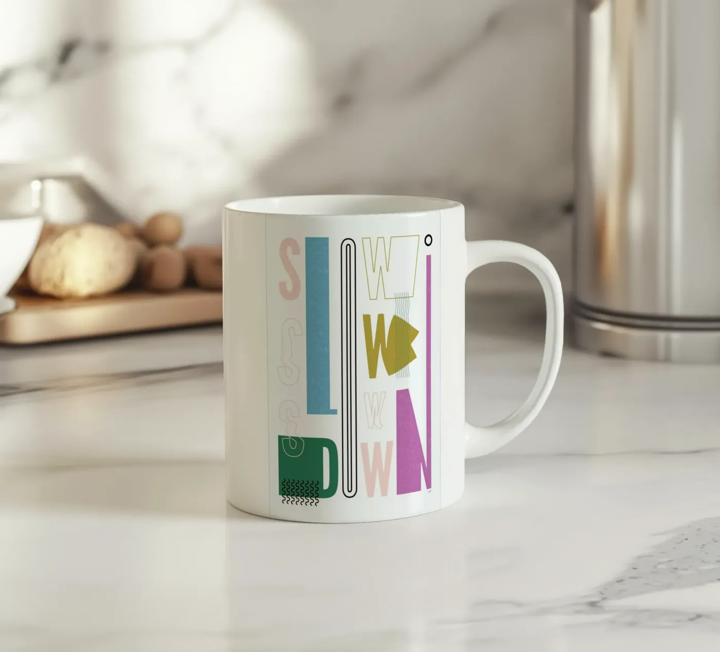 Slow Down ceramic mug by Linda Gobeta