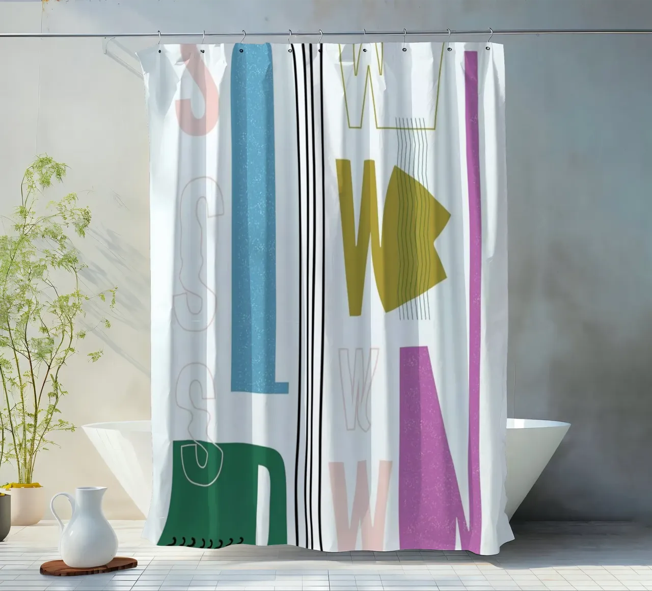 Slow Down Duschvorhang von Linda Gobeta