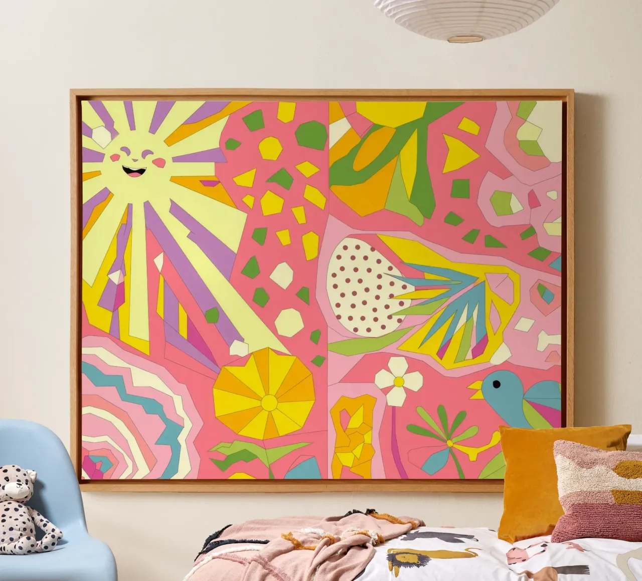 Abstracte bloemenexplosie canvas met Baklijst van Veiled Canvas