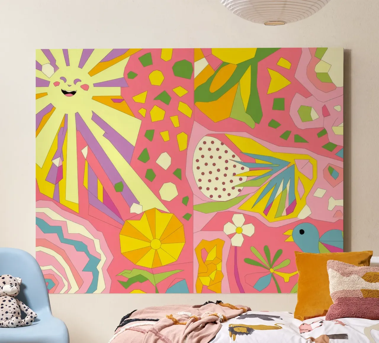 Abstracte bloemenexplosie canvas met Baklijst van Veiled Canvas
