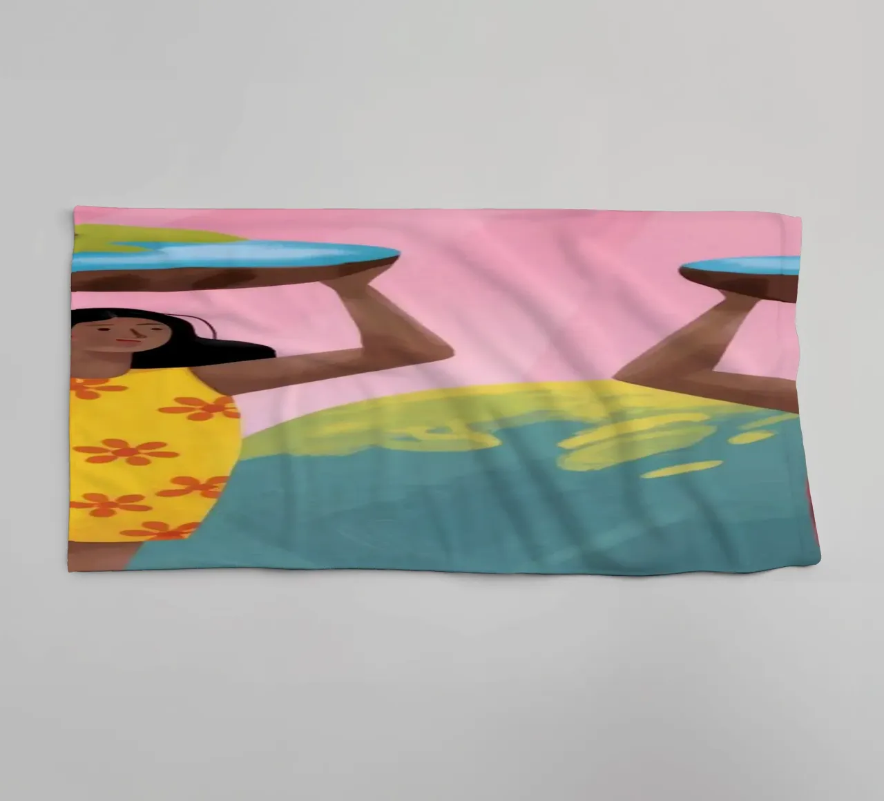 Vreugdevolle oogstviering badhanddoek van Veiled Canvas