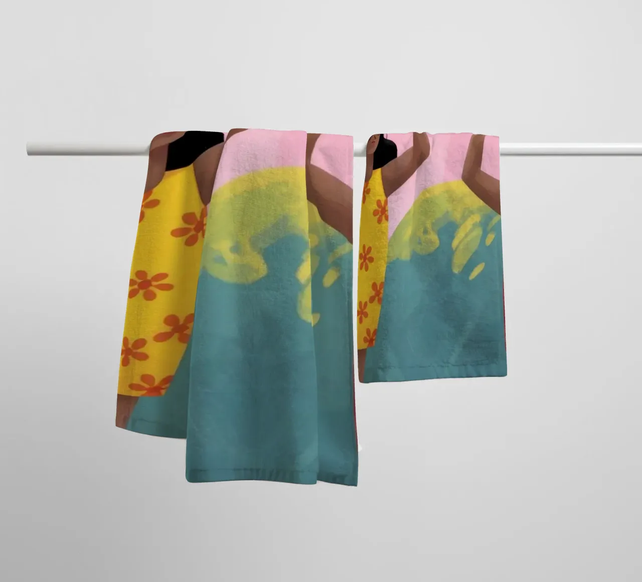 Vreugdevolle oogstviering badhanddoek van Veiled Canvas
