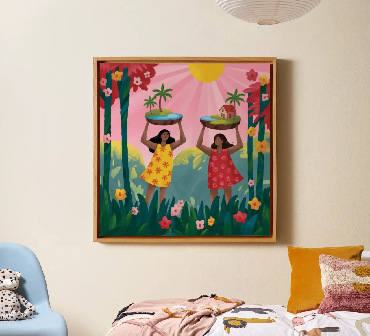 Vreugdevolle oogstviering canvas met Baklijst van Veiled Canvas