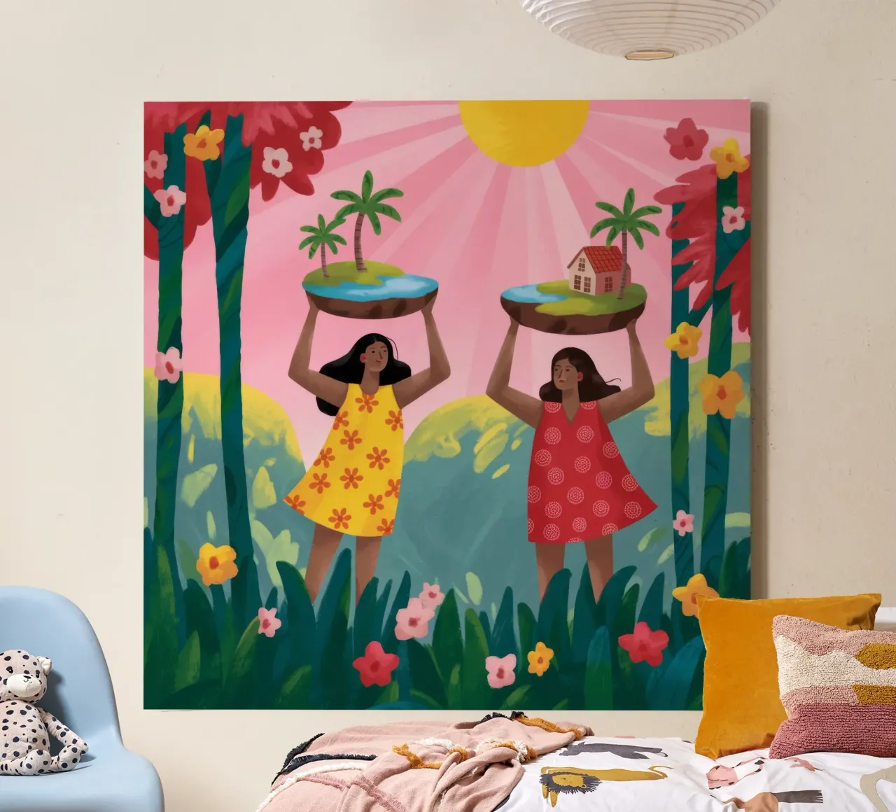 Vreugdevolle oogstviering canvas met Baklijst van Veiled Canvas