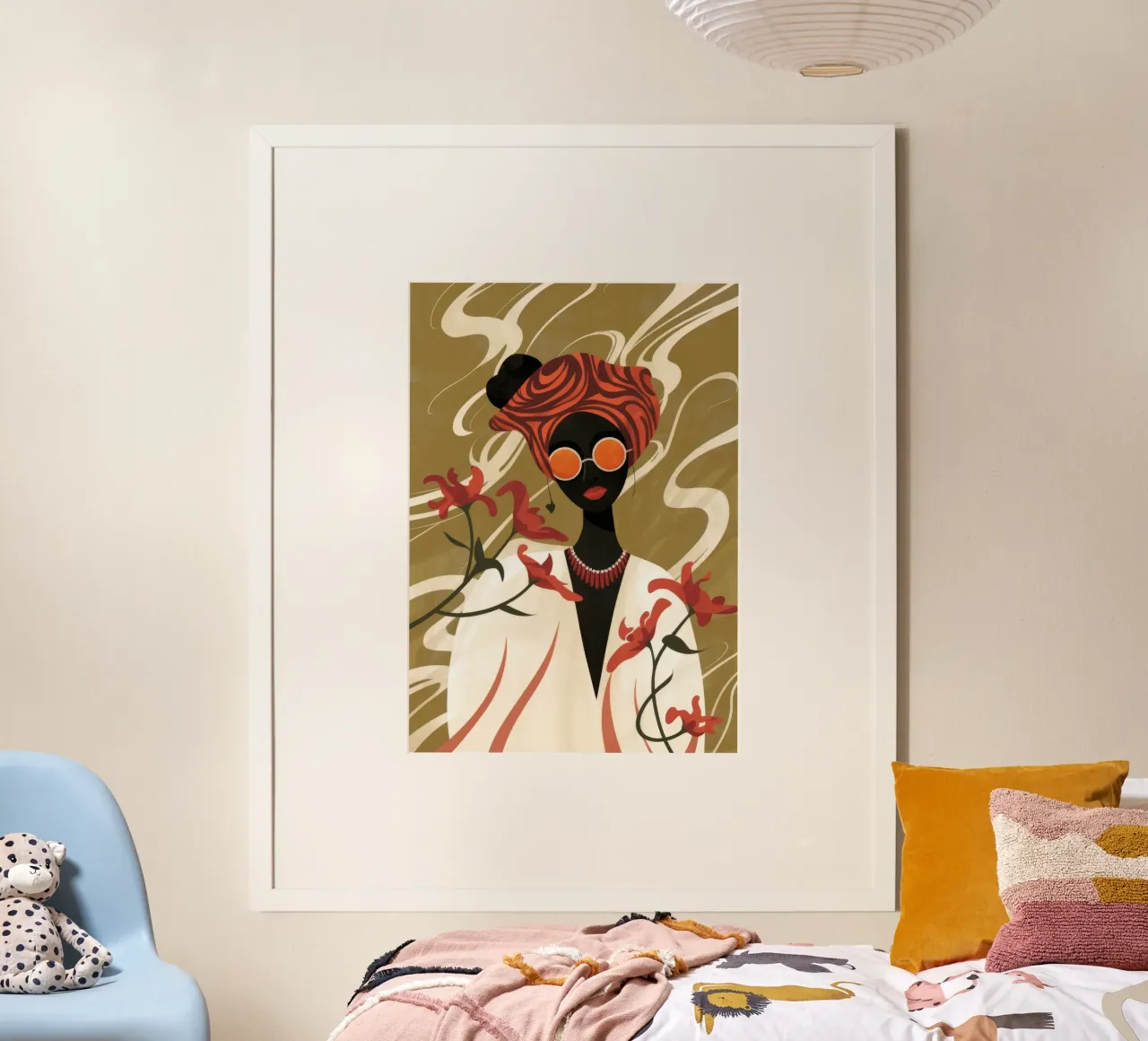 Elegante ritratto floreale poster con telaio in plastica da Veiled Canvas