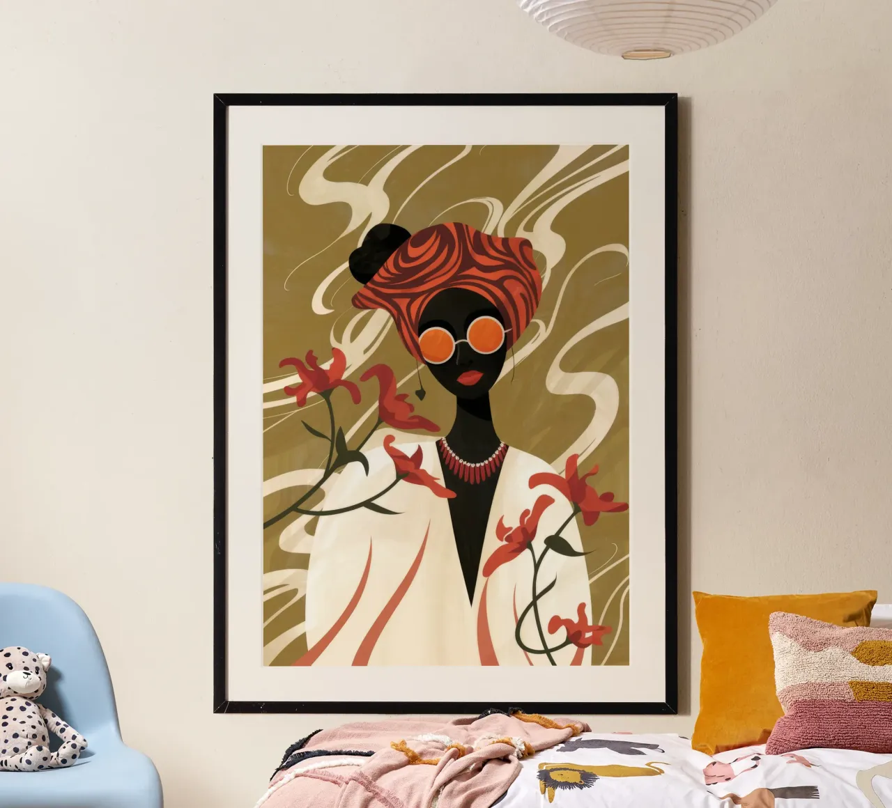 Elegante ritratto floreale poster con telaio in plastica da Veiled Canvas