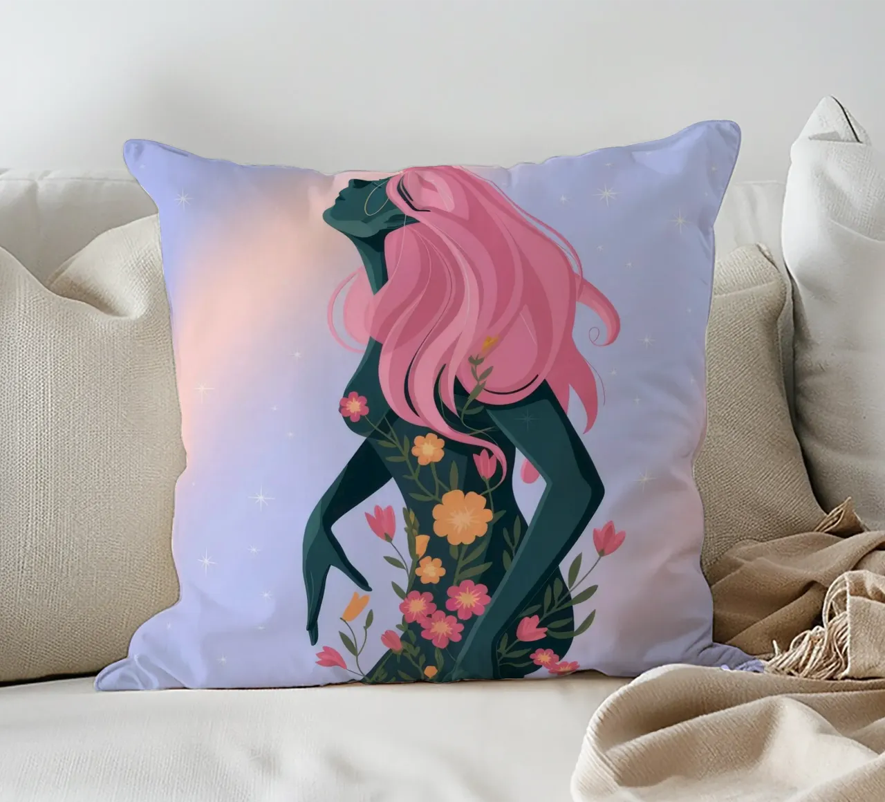 Figura floreale mistica cuscino da Veiled Canvas