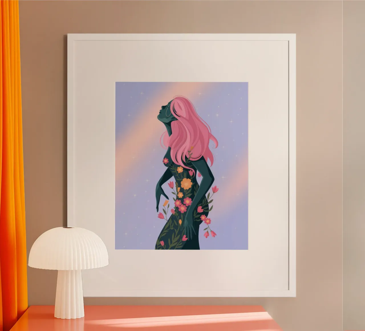 Figura floreale mistica poster con telaio in plastica da Veiled Canvas