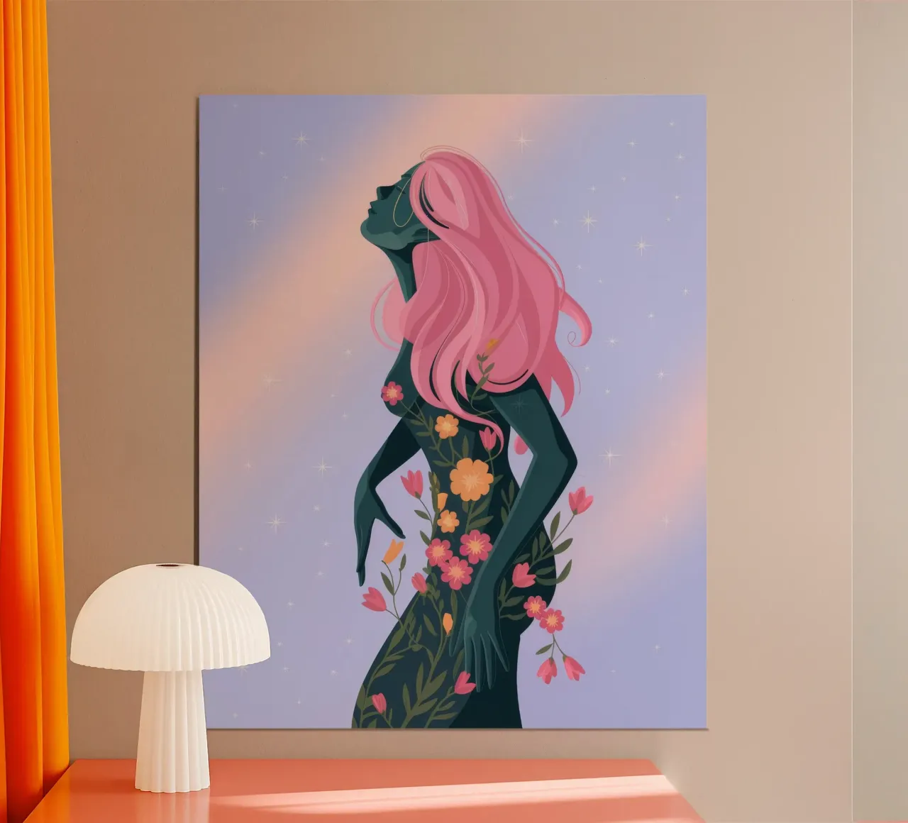 Figura floreale mistica poster con telaio in plastica da Veiled Canvas