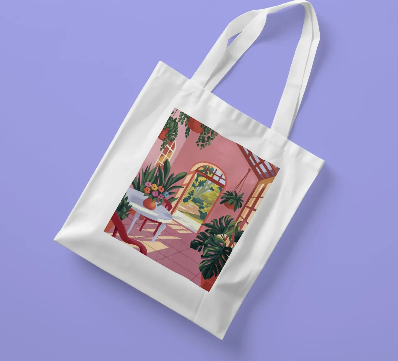 Sunlit Garden Terrace tote bag by Veiled Canvas