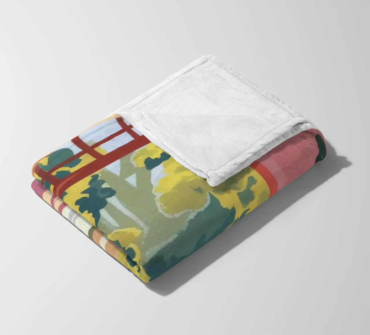 Sunlit Garden Terrace fleece blanket by Veiled Canvas