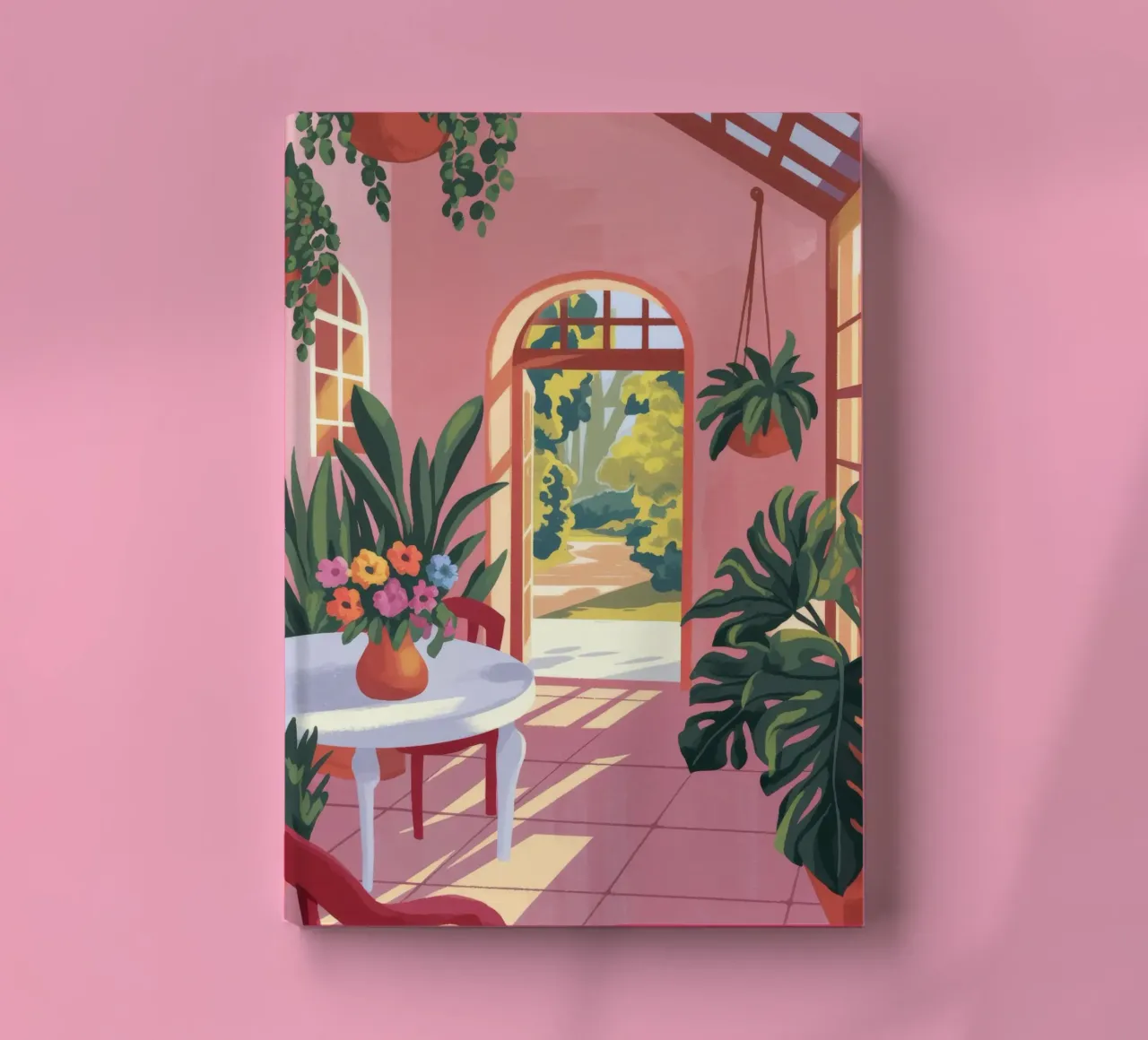 Sunlit Garden Terrace notebook by Veiled Canvas
