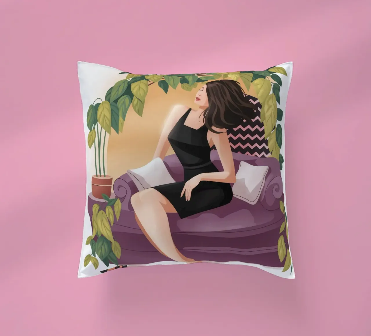 Serene Elegance Pose decorative cushion by Veiled Canvas