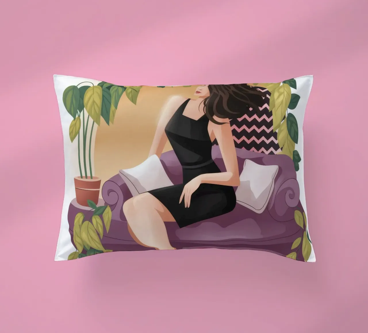 Serene Elegance Pose decorative cushion by Veiled Canvas