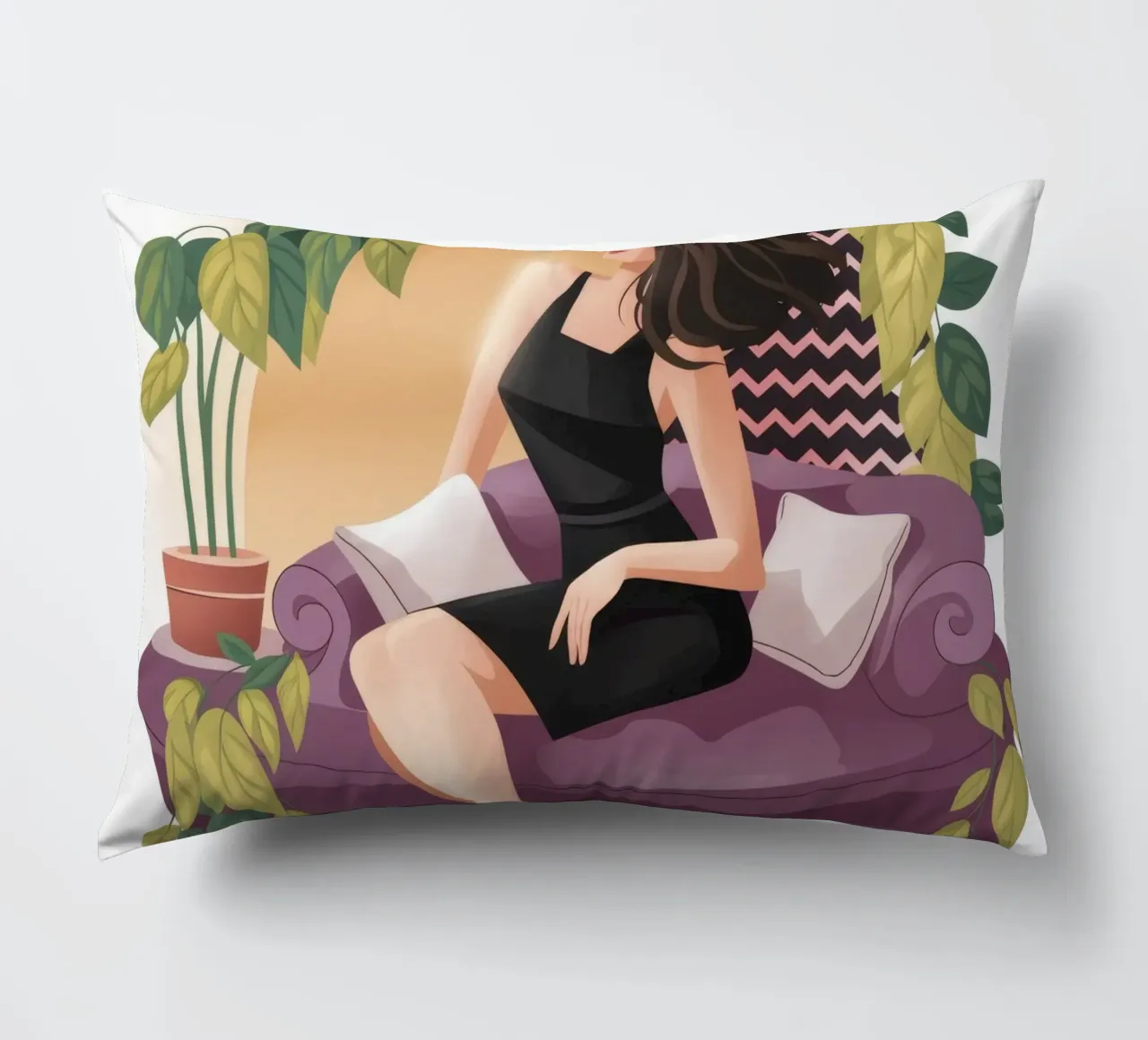 Serene Elegance Pose decorative cushion by Veiled Canvas