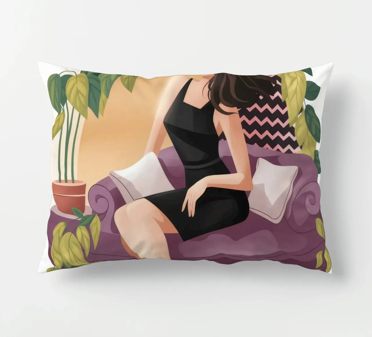 Serene Elegance Pose decorative cushion by Veiled Canvas