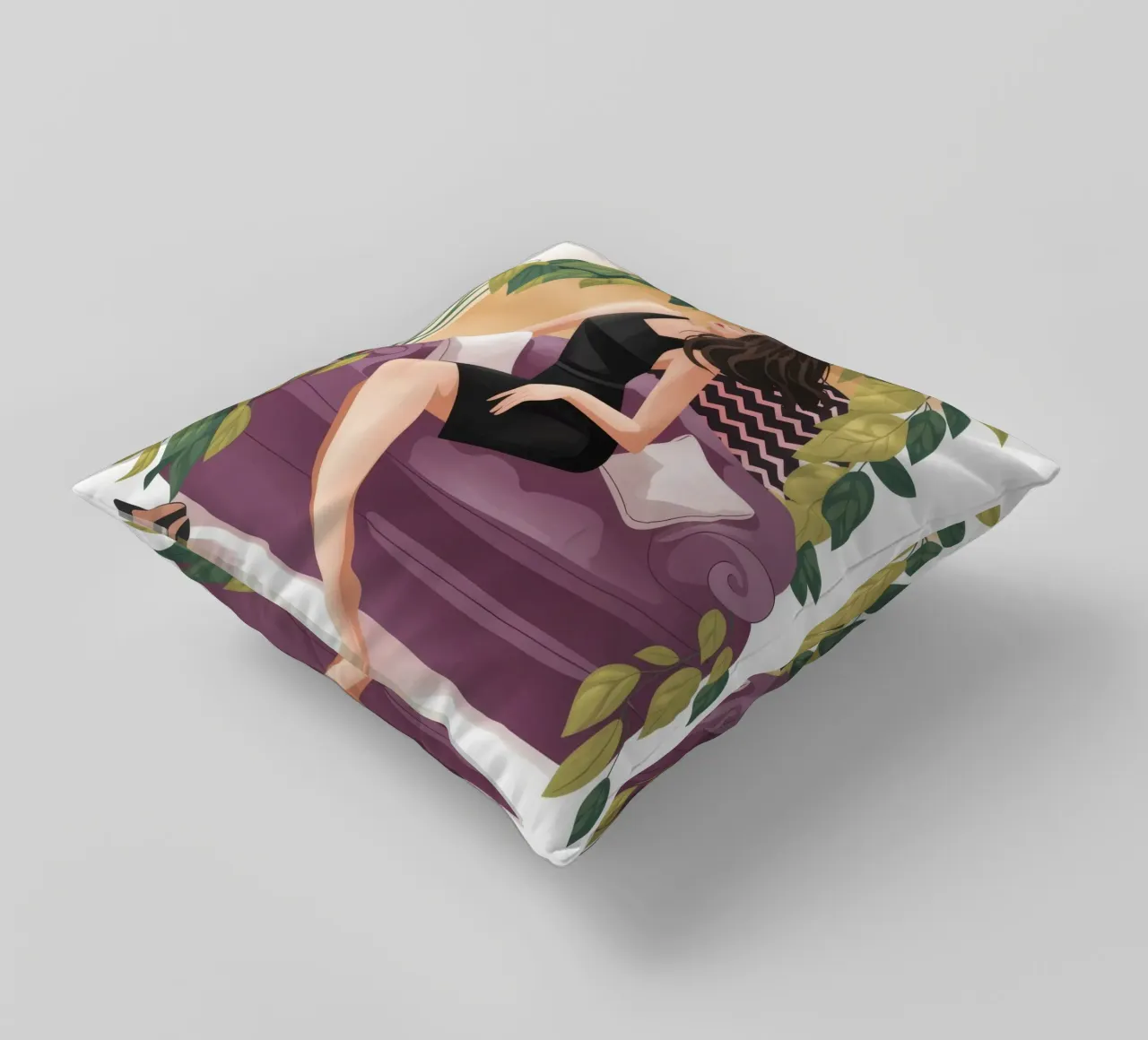 Serene Elegance Pose decorative cushion by Veiled Canvas