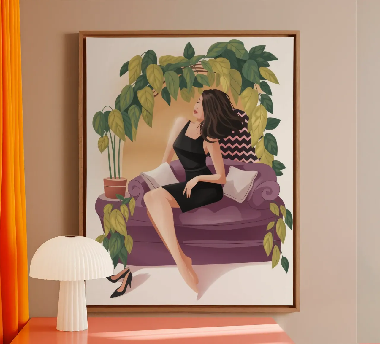 Serene Elegance Pose canvas with Floater frame by Veiled Canvas