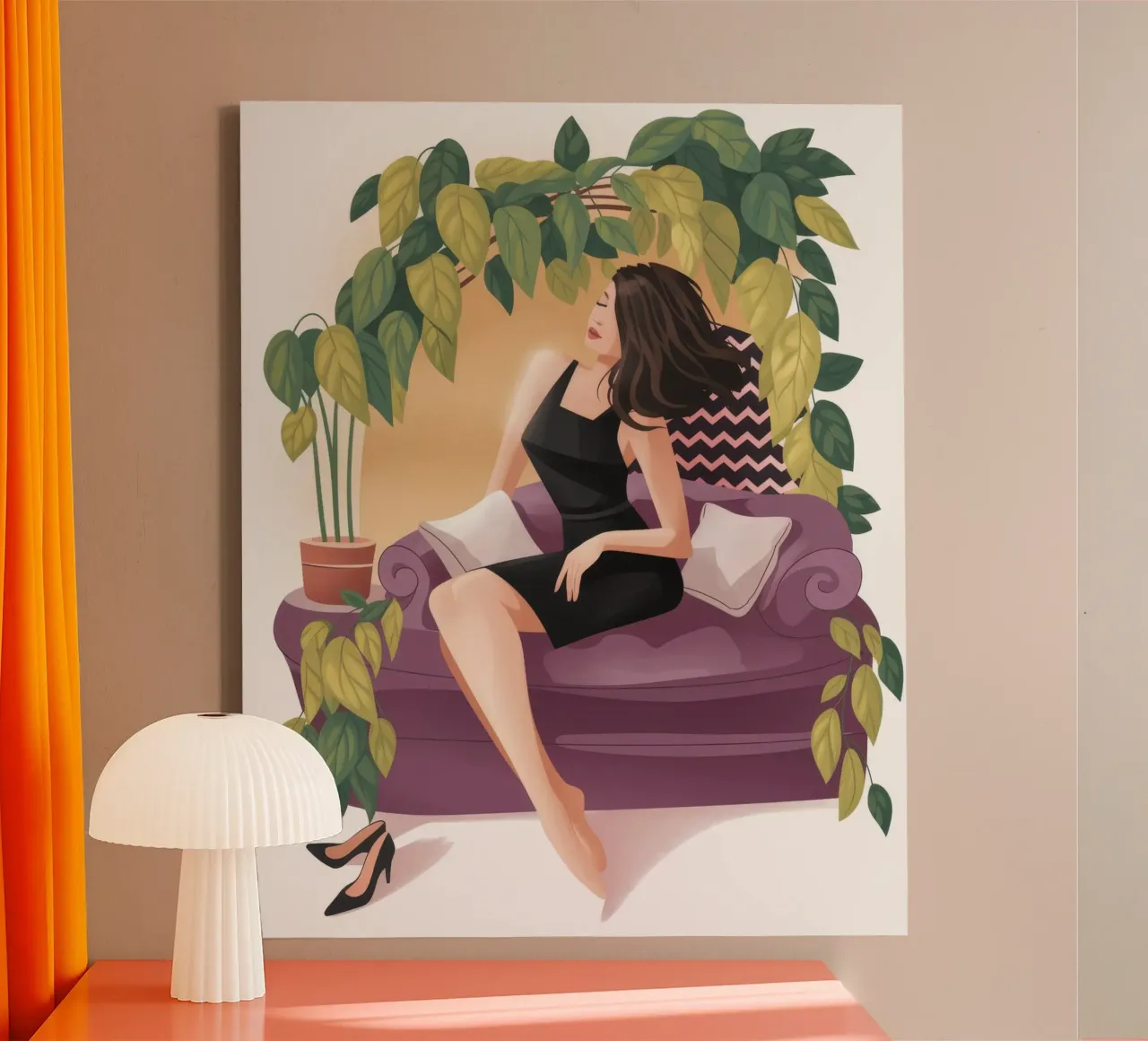 Serene Elegance Pose canvas with Floater frame by Veiled Canvas