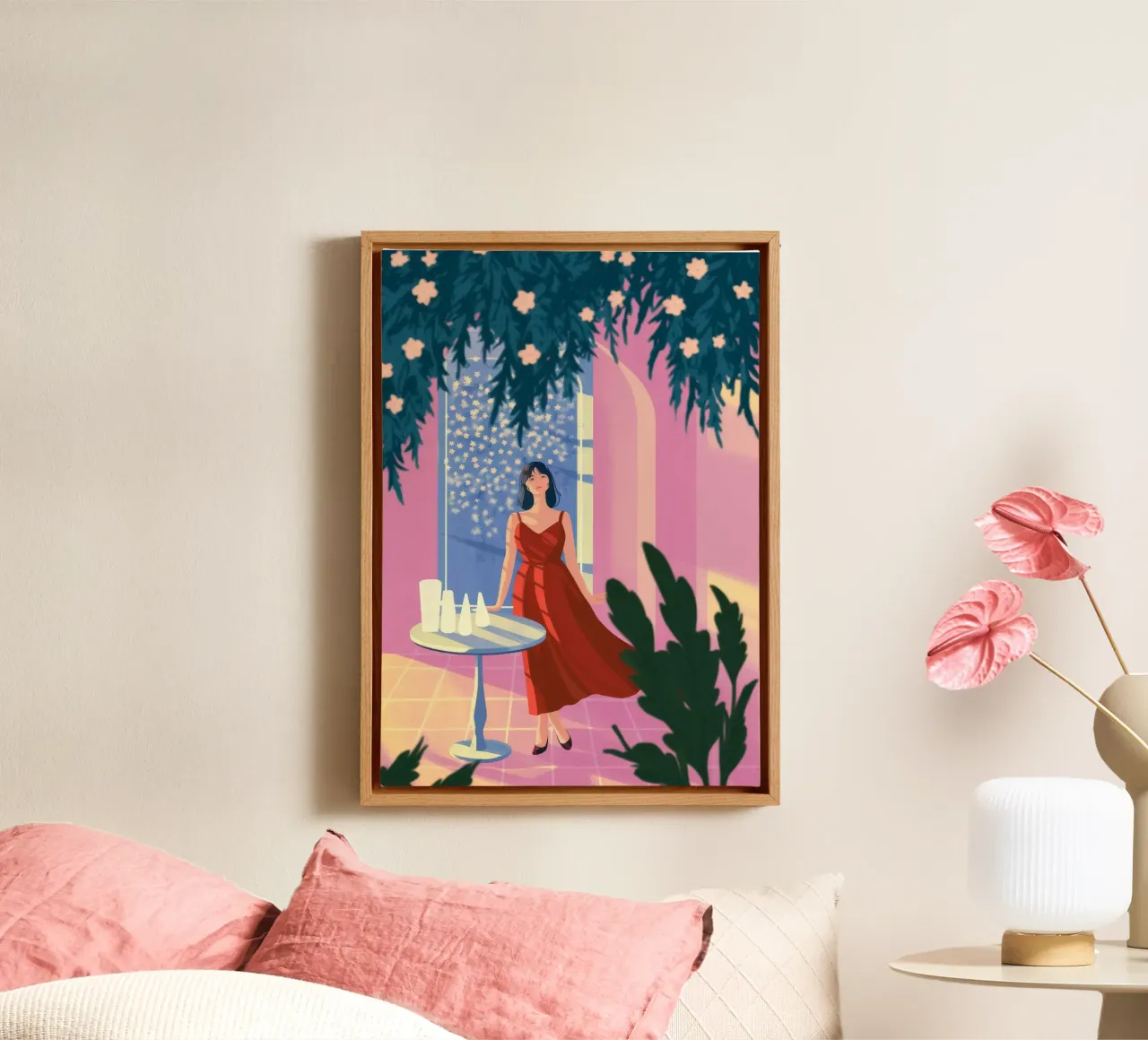 Enchanted Evening Glow canvas with Floater frame by Veiled Canvas