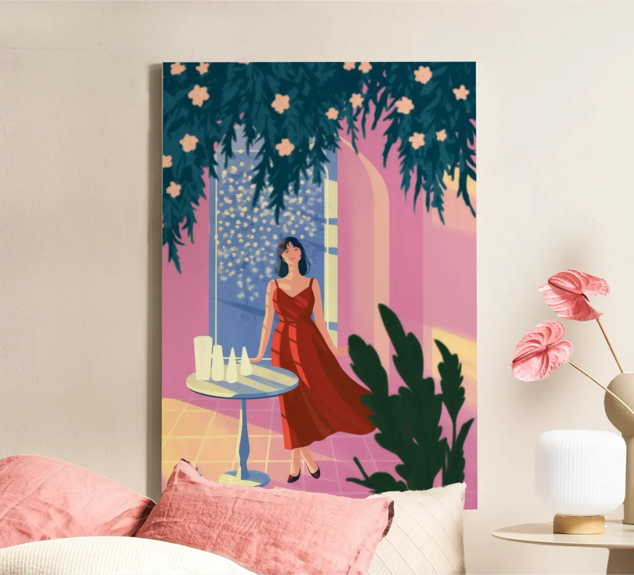 Enchanted Evening Glow canvas with Floater frame by Veiled Canvas