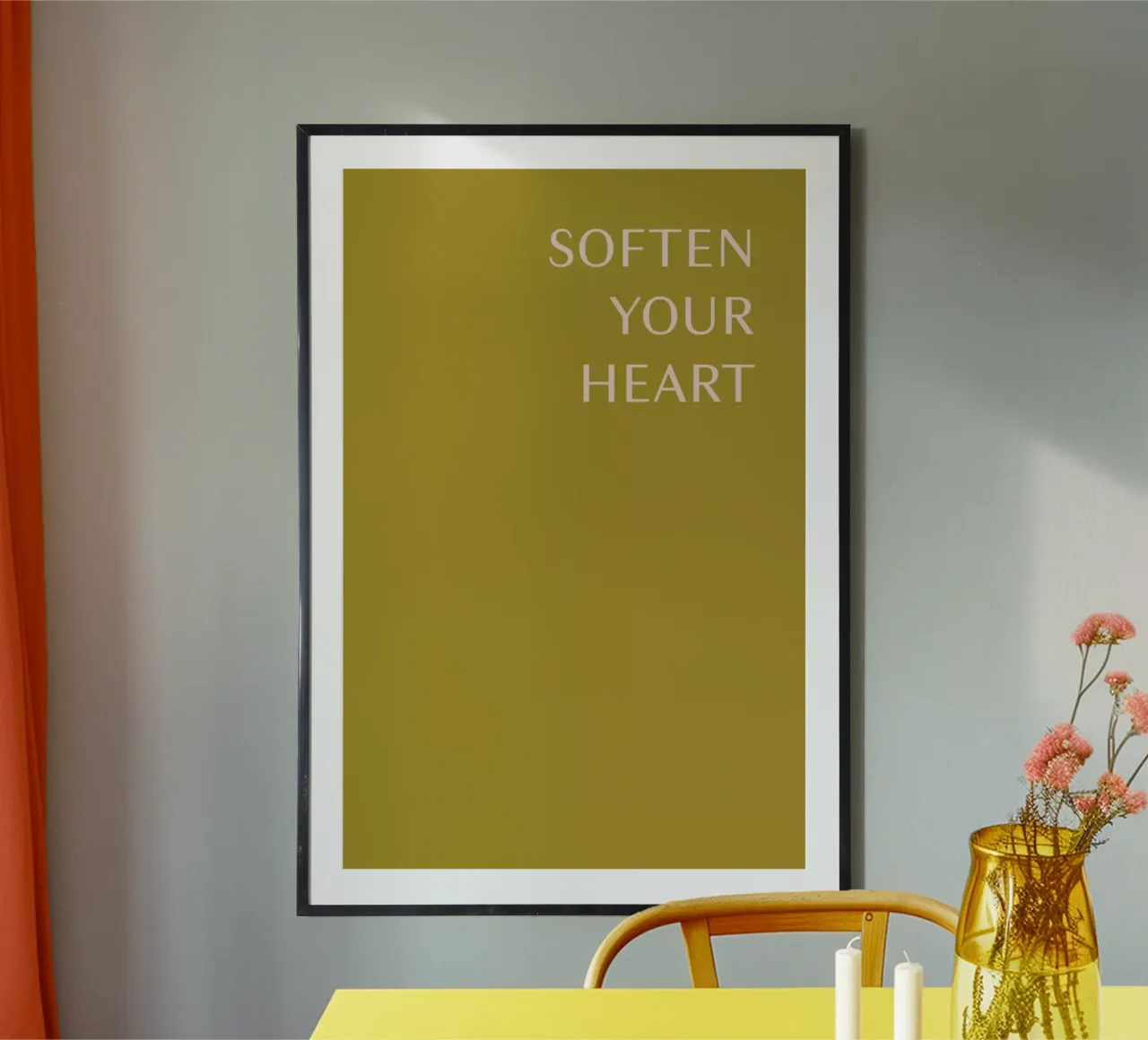 Soften Your Heart poster con telaio in plastica da Linda Gobeta