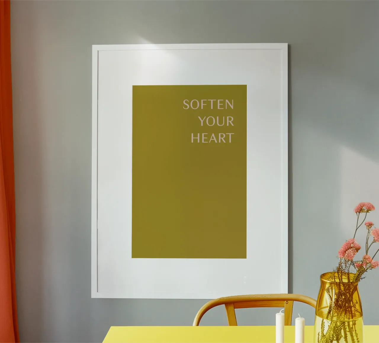 Soften Your Heart poster con telaio in plastica da Linda Gobeta