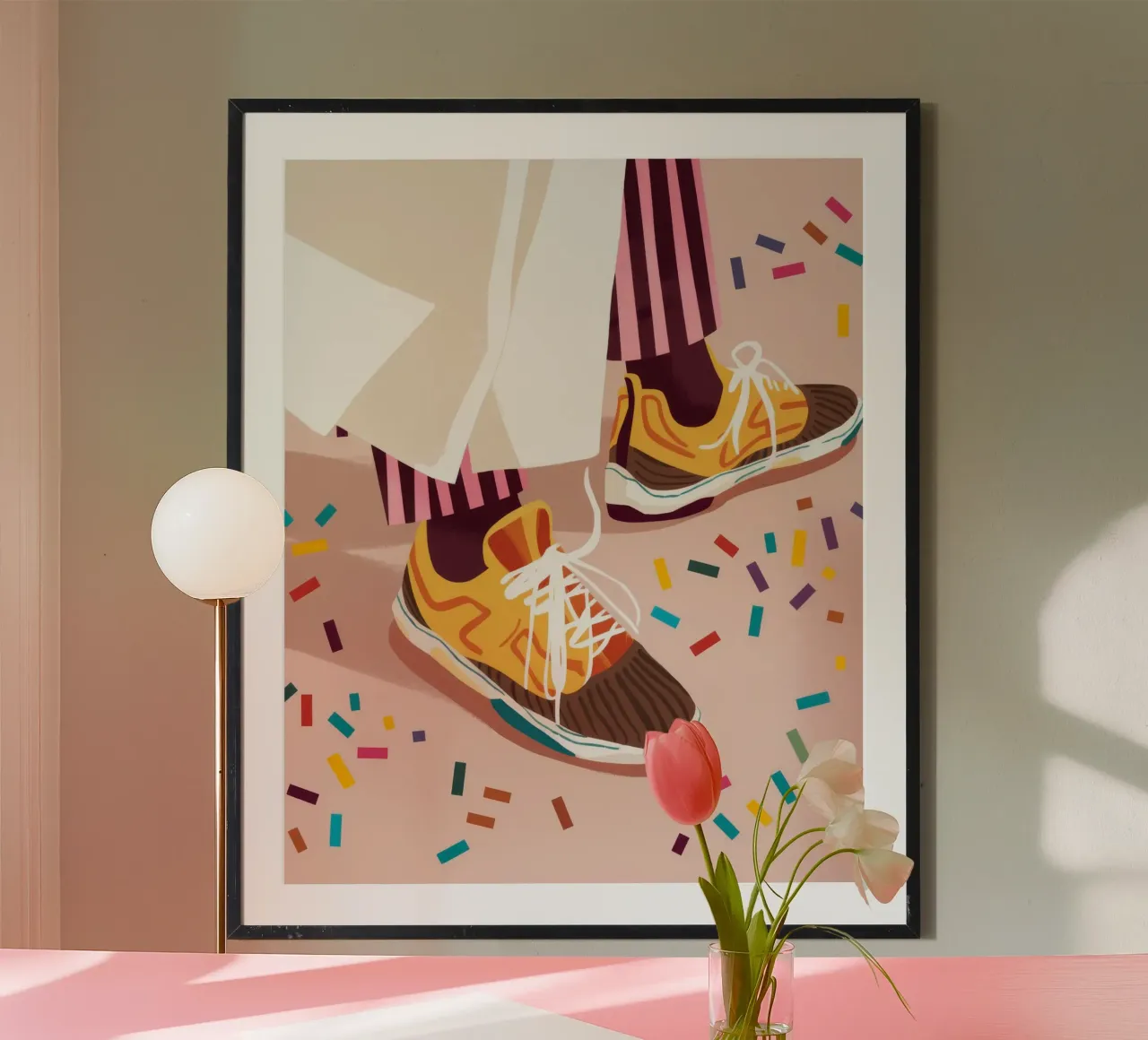 I passi giocosi deliziano poster con telaio in legno da Veiled Canvas