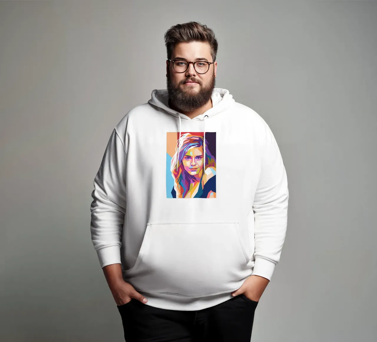 Ritratto pop art di Emma Watson felpa con cappuccio da Hantamrata