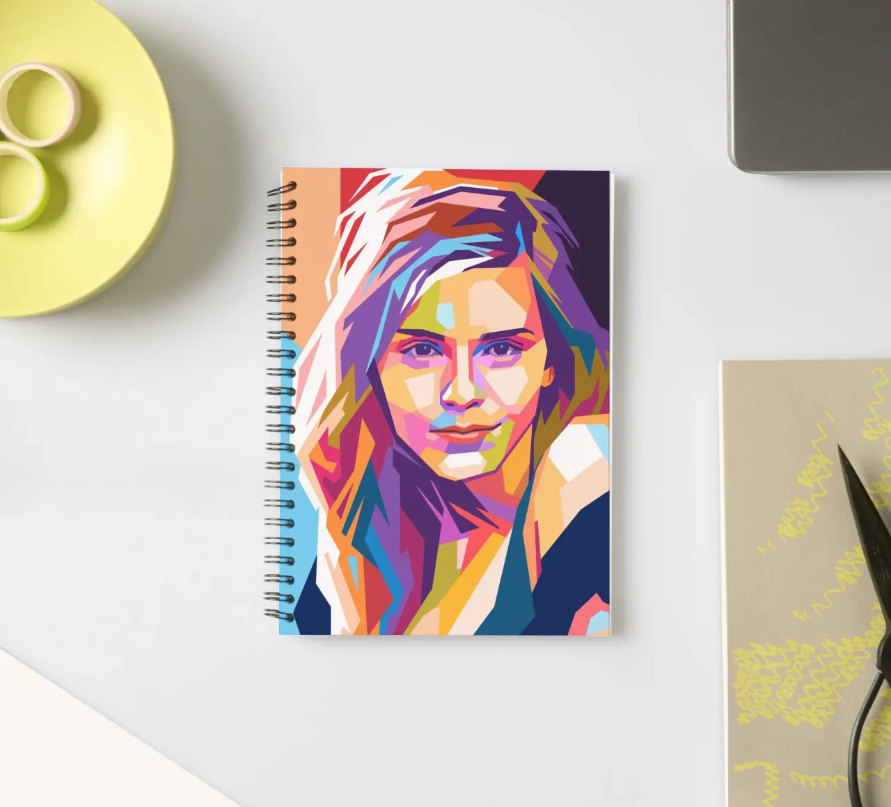 Emma Watson pop art portrait spiral notebook by Hantamrata