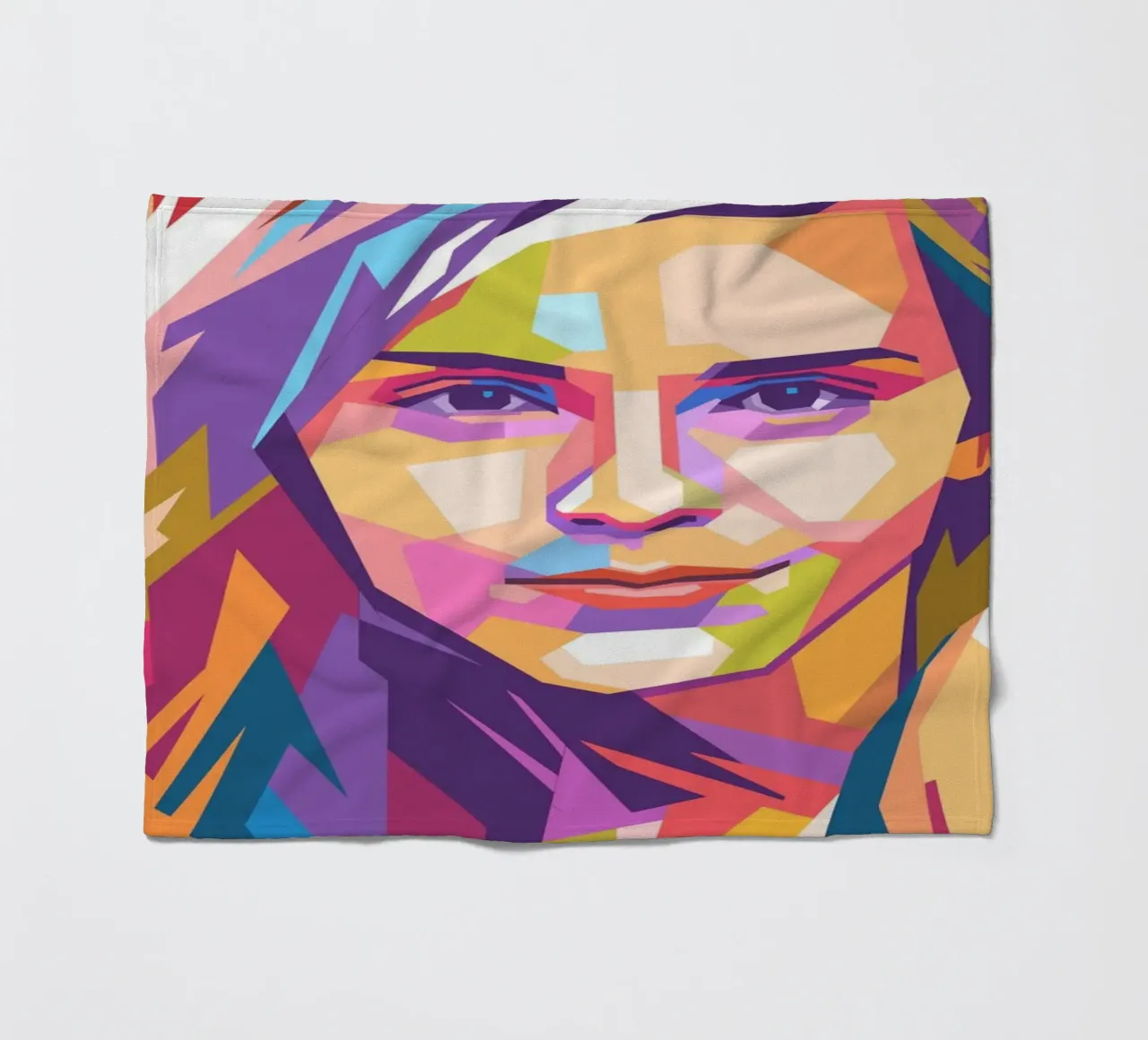 Emma Watson pop art portrait fleece blanket by Hantamrata