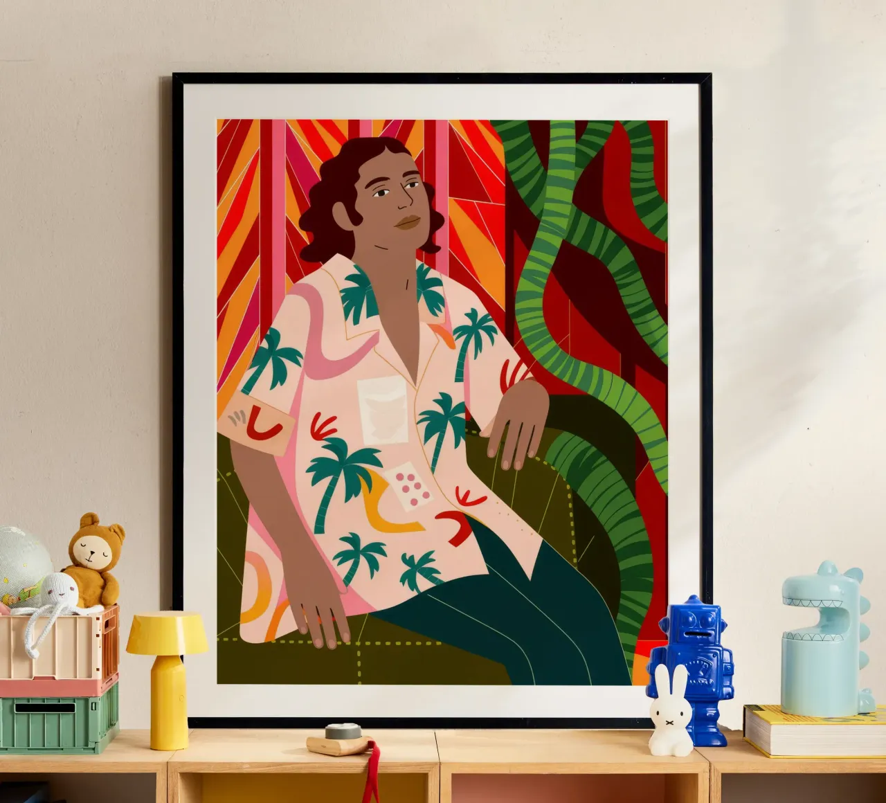 Relax tropicale e beatitudine poster con telaio in alluminio da Veiled Canvas