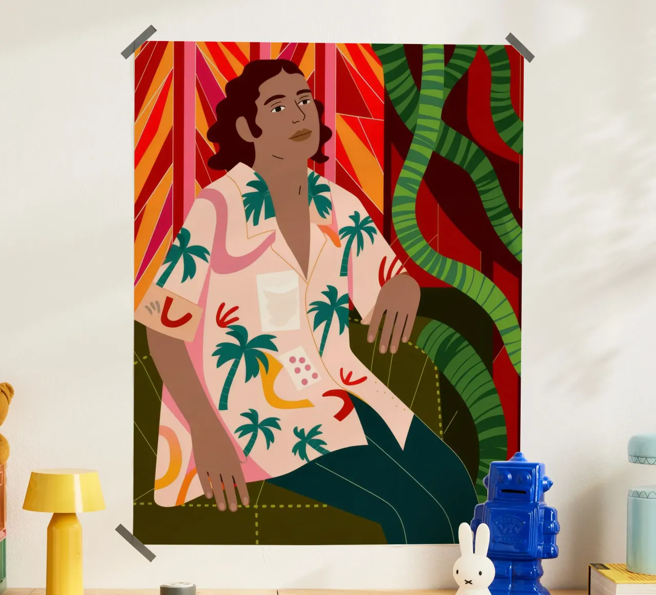 Relax tropicale e beatitudine poster con telaio in alluminio da Veiled Canvas