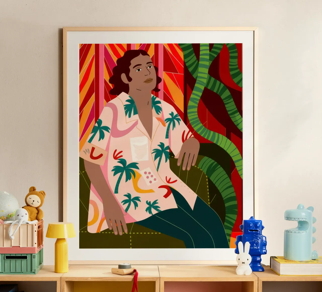 Relax tropicale e beatitudine poster con telaio in alluminio da Veiled Canvas
