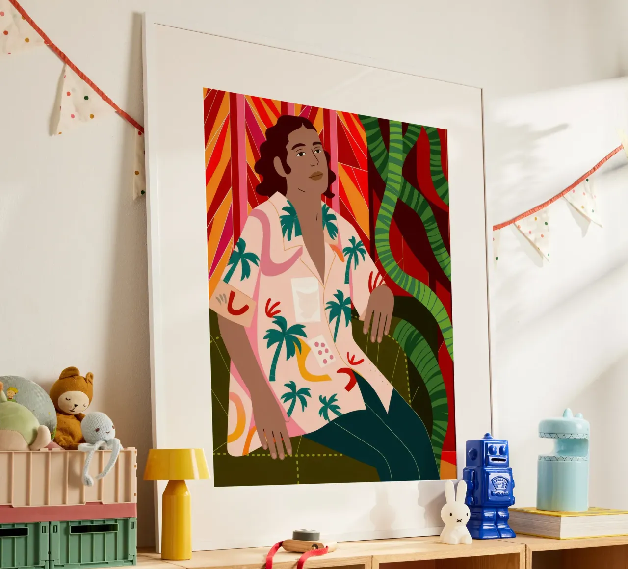 Relax tropicale e beatitudine poster con telaio in alluminio da Veiled Canvas