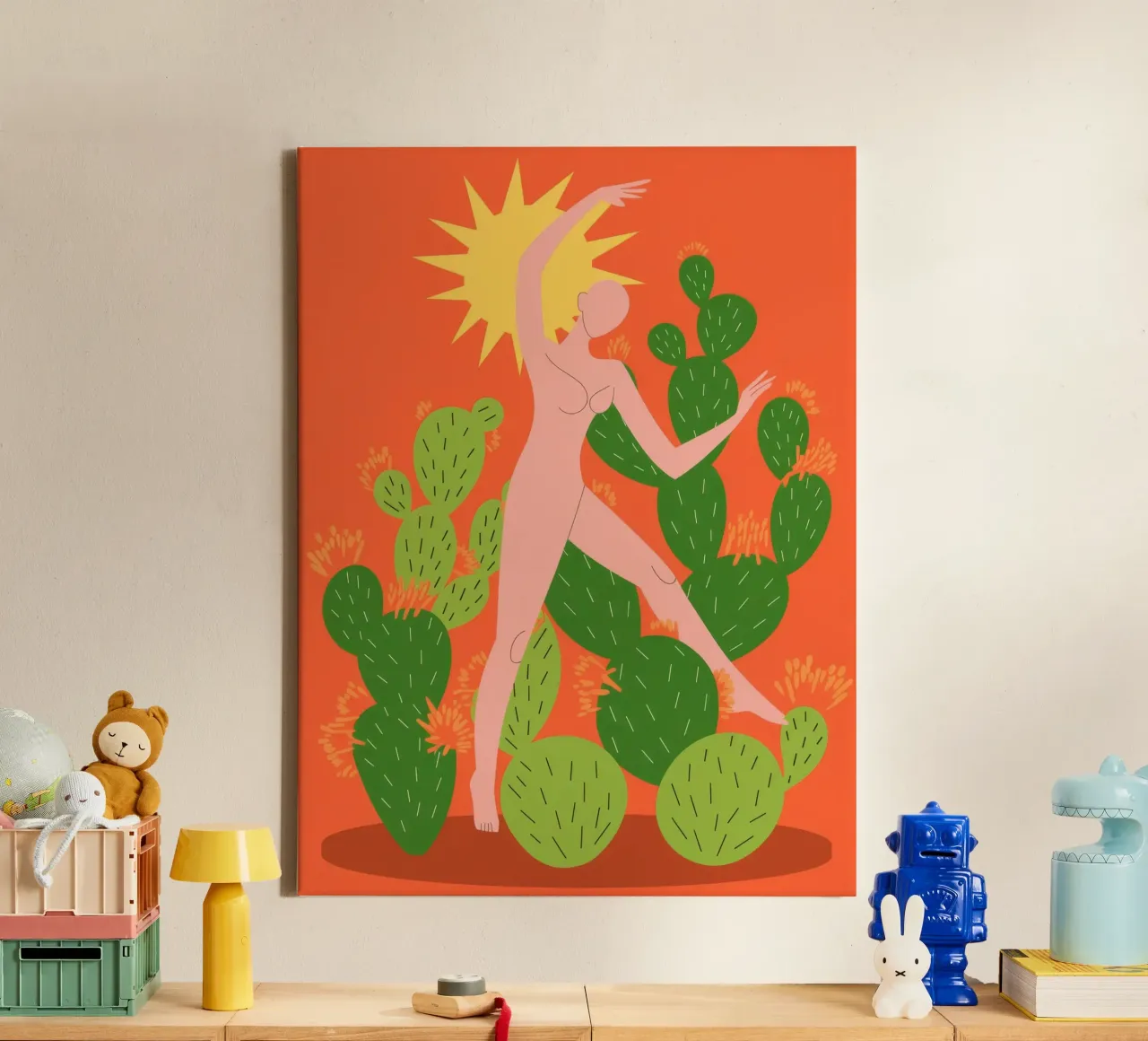 Cactusdans Energie canvas met Baklijst van Veiled Canvas
