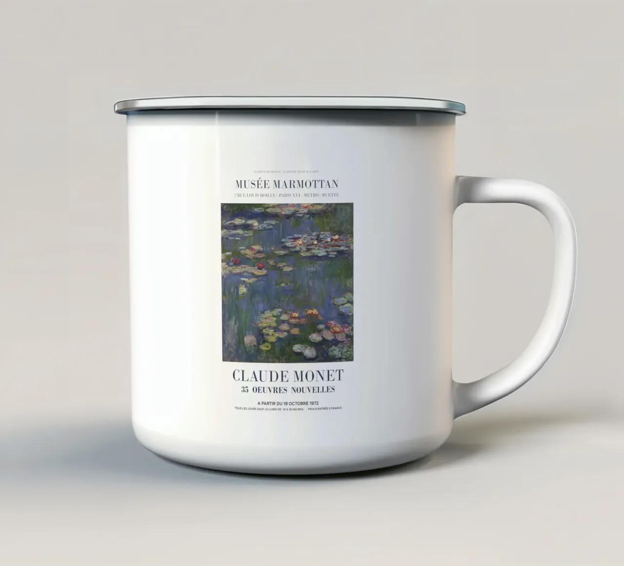 Mostra d'arte vintage Monet tazza in smalto da Vintagrafica