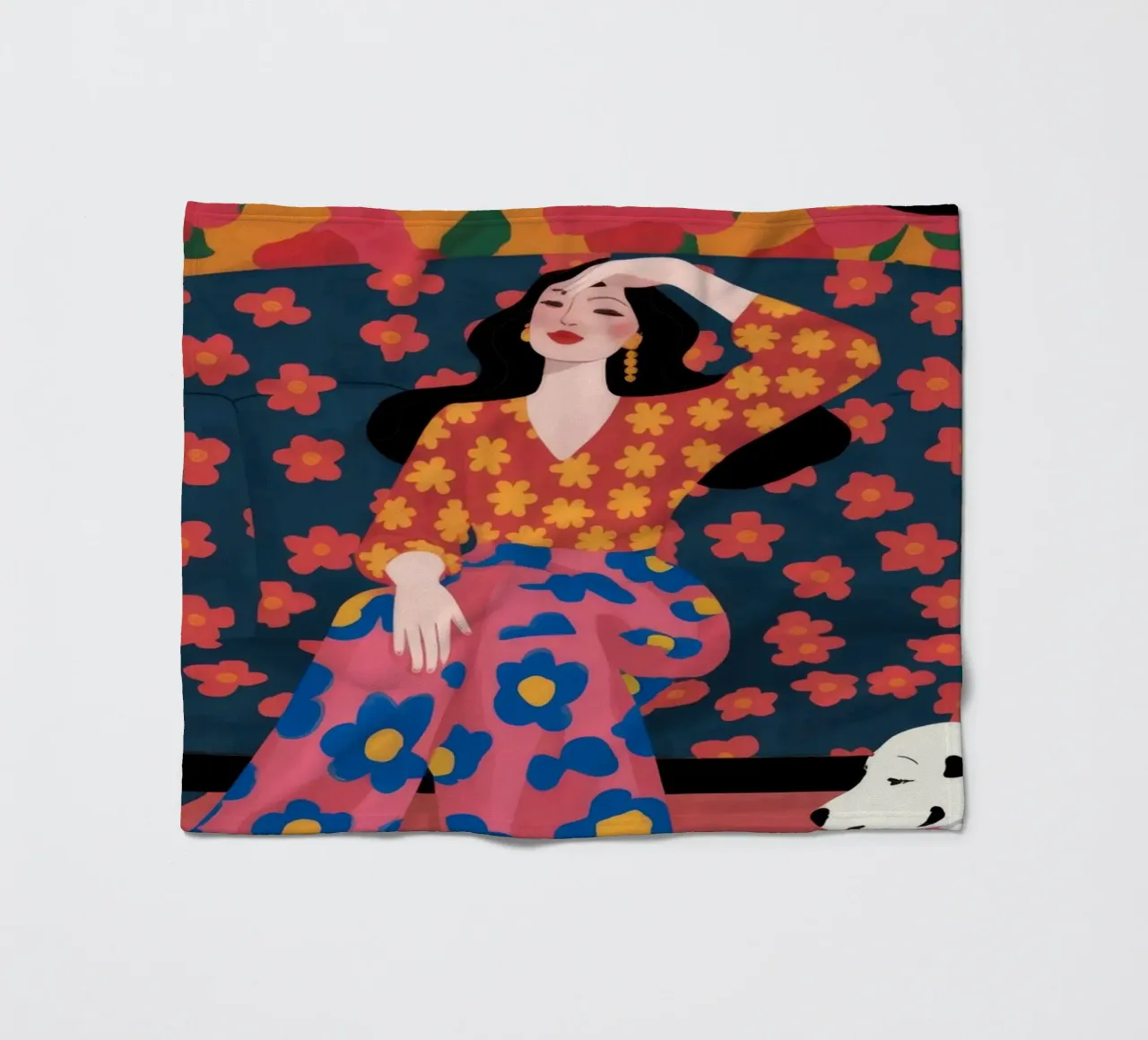 Patterned Serenity Glow fleece blanket by Veiled Canvas