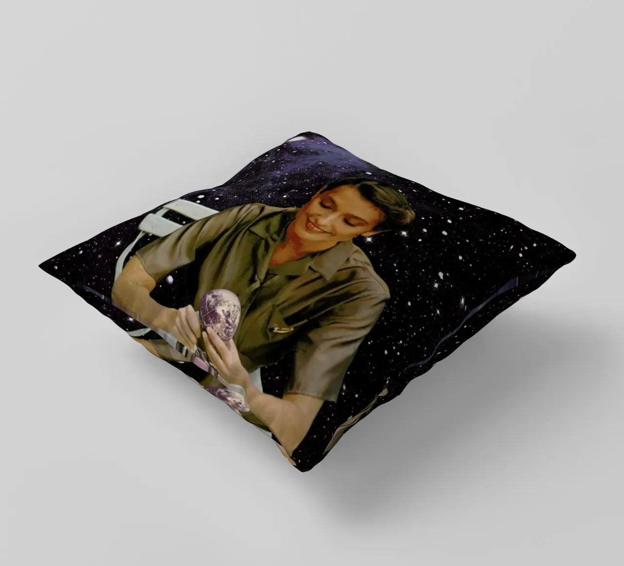 Femme Epluchant La Terre Print cuscino da Florent Bodart