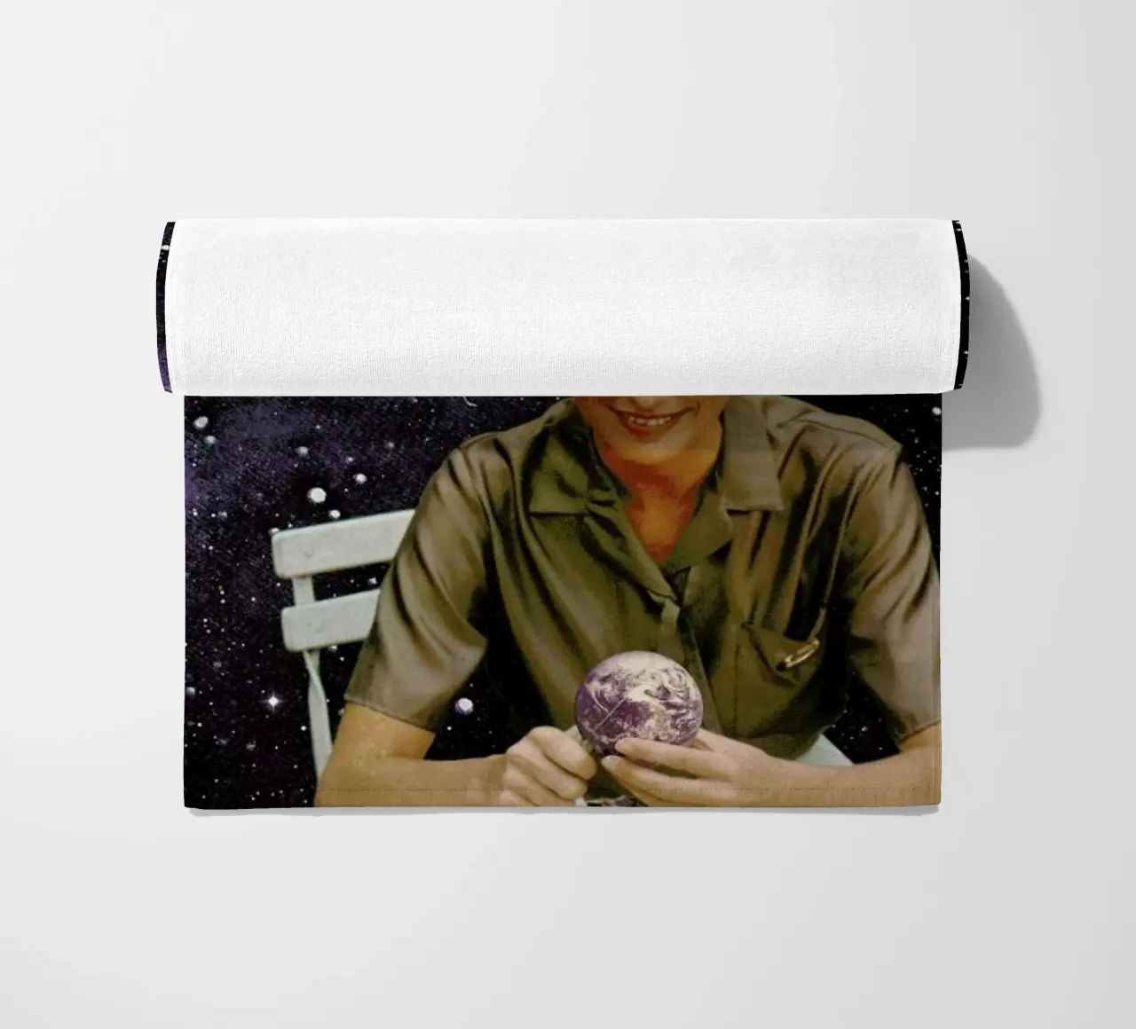 Femme Epluchant La Terre Print beach towel by Florent Bodart