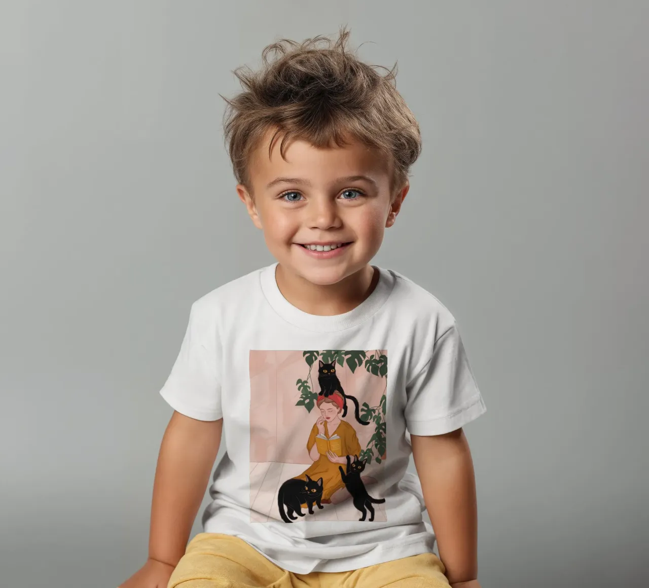 Feline Affection Delight kids t-shirt by Veiled Canvas