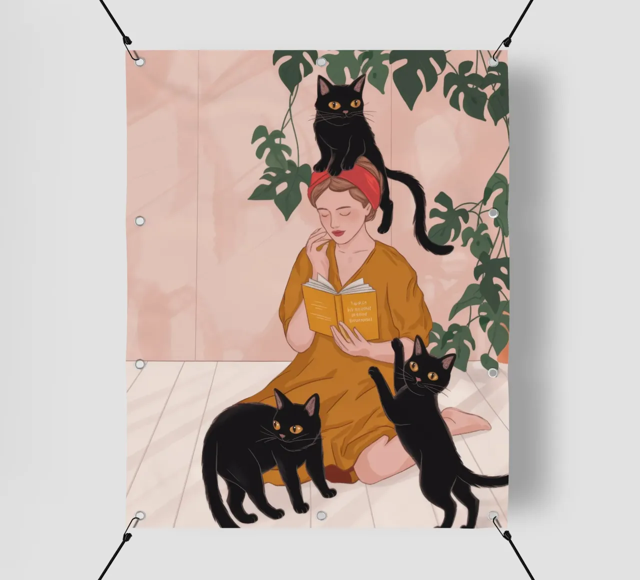 Le plaisir de l'affection féline bâche pvc de Veiled Canvas