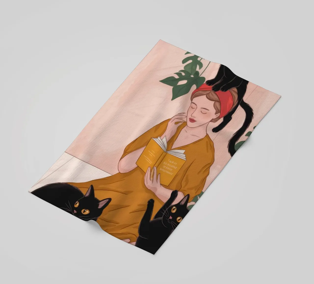 Feline Affection Delight beach towel by Veiled Canvas