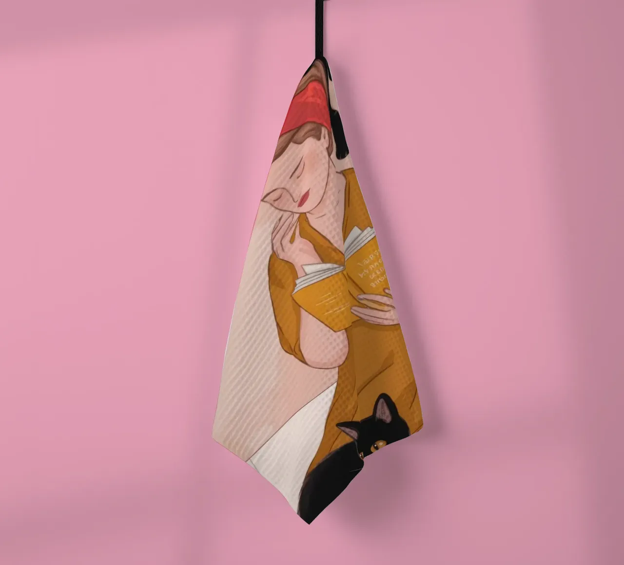 Le plaisir de l'affection féline torchon de Veiled Canvas