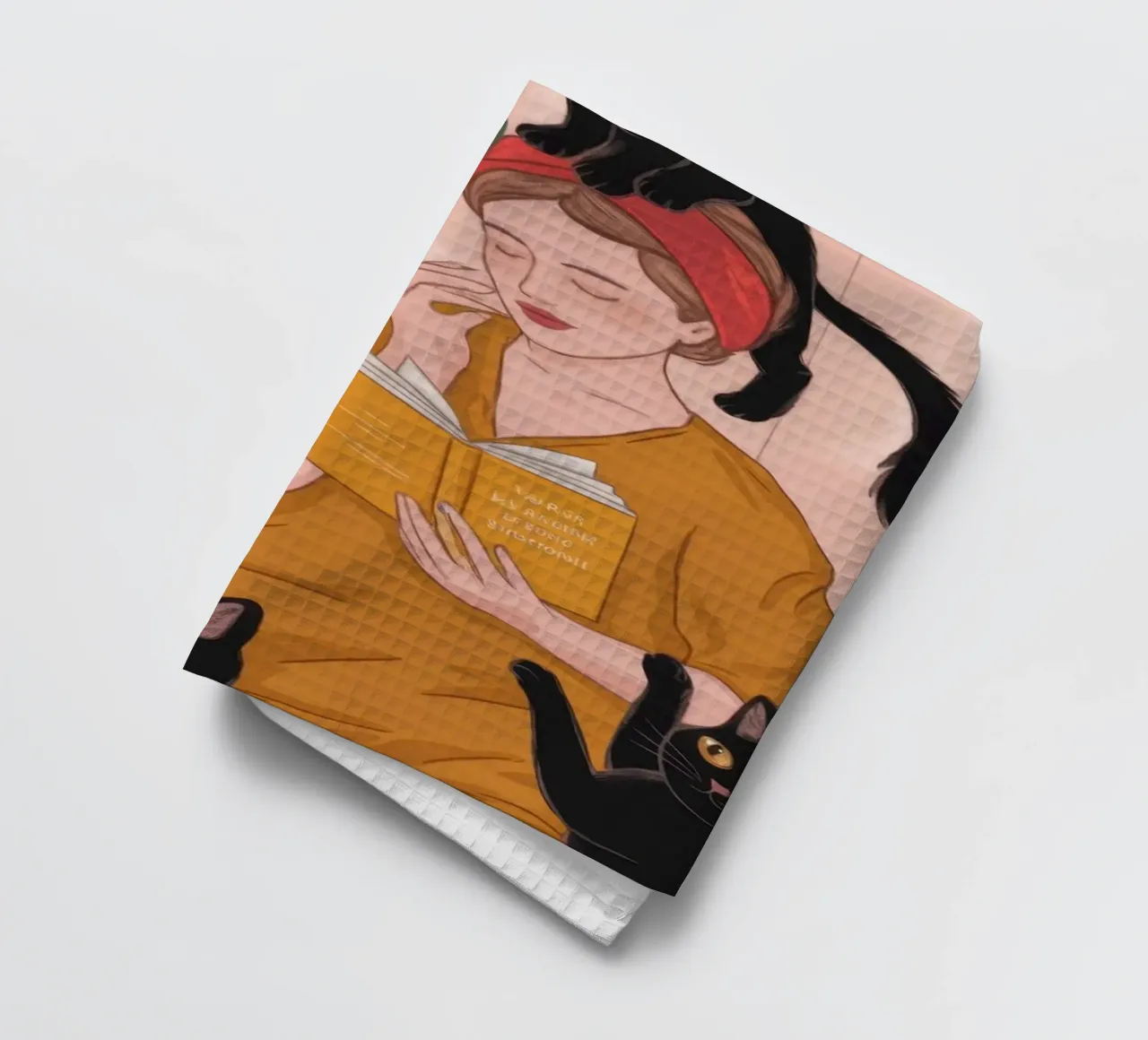 Le plaisir de l'affection féline torchon de Veiled Canvas